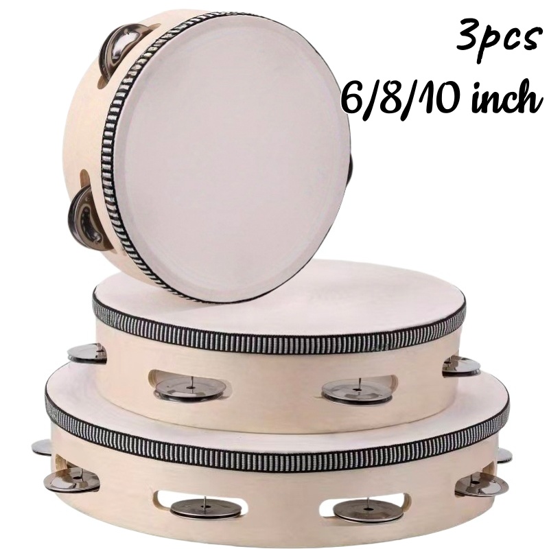 Musical Instruments Game - 1/3pcs Wooden Tambourine 6/8/10inch Handheld Drum