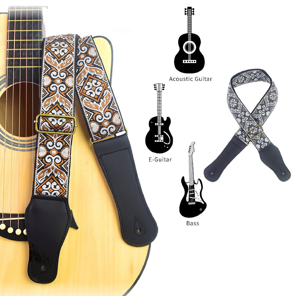 Guitar Strap Embroidered Print - Musical Instrument Note review and price