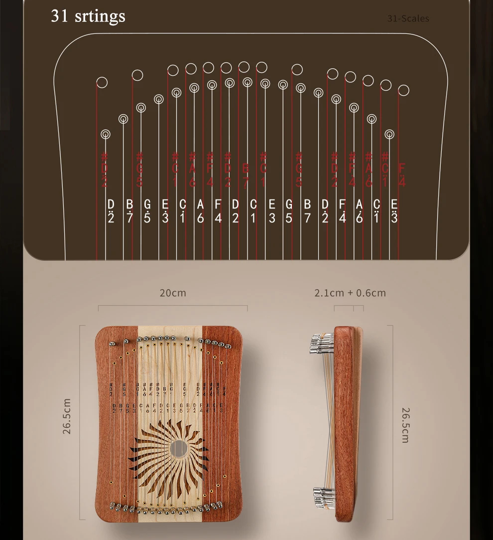 Hluru  Lyre 31 Strings Thumb K - Musical Instrument Harp review and price